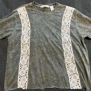 Gilded Intent Olive Top with Lace Detail
